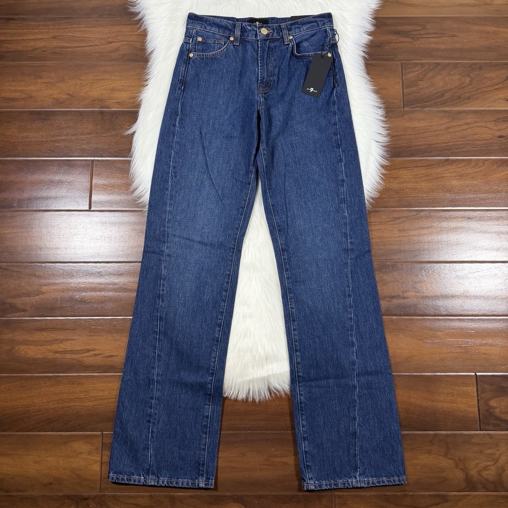7 For All Mankind Women's Size 26 Dark Wash Tess Trouser Denim Jeans in Radar